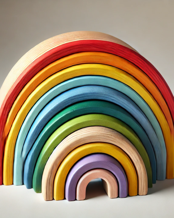 Wooden Stacking Rainbow Toy – Colorful Educational Puzzle for Kids